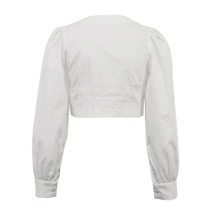 [TGC “Pure Lines” Cotton Cardigan | Minimalist Round Neck Long Sleeve All-Match Top]