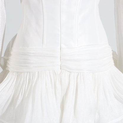 [The Garden Party Socialite Dress] | High Grade Ruffled 3D Floral V-Neck Puff Sleeve Short Dress – Summer Elegance by TGC