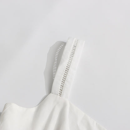 [Été Parisien Ruffle Midi] | Elegant Slim Fit Spaghetti Strap A-Line Dress – French Summer Chic by TGC