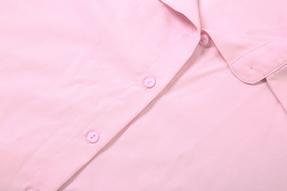 TGC “Grace Seal” 3-piece Set | Pink, Black Collared Shirt, Waist-Belt & Maxi Skirt | Fall Office Elegance