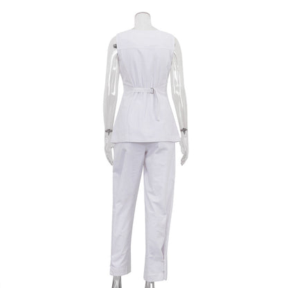 Cotton Waist Slim Vest & Trousers Two-Piece Set - Casual Women’s Outfit | Comfortable Cotton Set