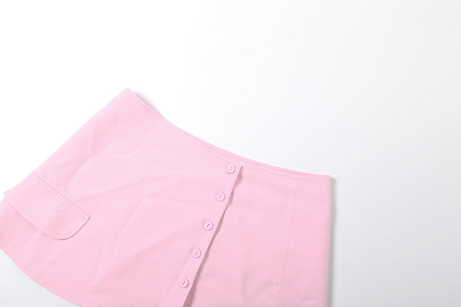 TGC “Grace Seal” 3-piece Set | Pink, Black Collared Shirt, Waist-Belt & Maxi Skirt | Fall Office Elegance