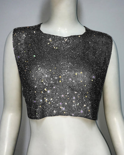 Summer Outfits 2024 | Y2K Glitter Rhinestones Backless Crop Top