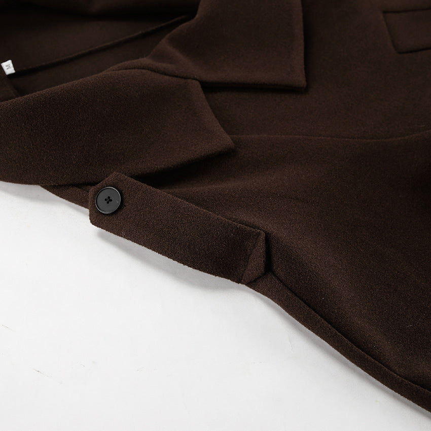 TGC “Mocha Reverie” Woolen Coat | Elegant Double-Breasted Office Chic Coat