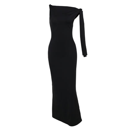 Spring Outfits 2024 | Elegant Twist Shoulder Maxi Dress