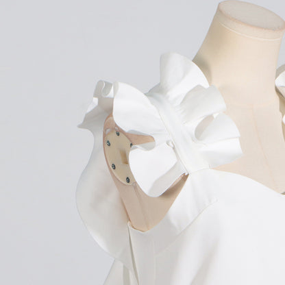 [Éclat Blanc Dress] | High Grade Floral Stitching White Slim Fit Backless Summer Dress – Elegant Women’s Occasion Wear by TGC