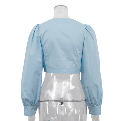 [TGC “Pure Lines” Cotton Cardigan | Minimalist Round Neck Long Sleeve All-Match Top]