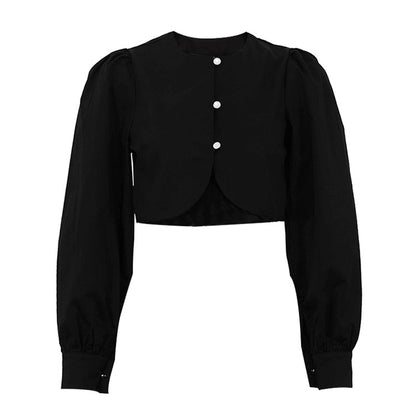 [TGC “Pure Lines” Cotton Cardigan | Minimalist Round Neck Long Sleeve All-Match Top]