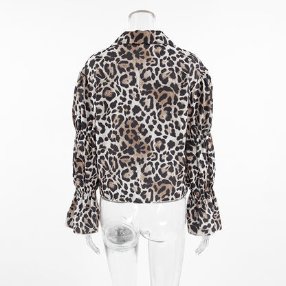 2024 Fashion Trends | Leopard Lantern Sleeve Shirt