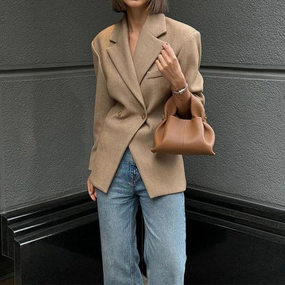 TGC FASHION Fall Outfits 2024, Casual Thin Beige Blazer