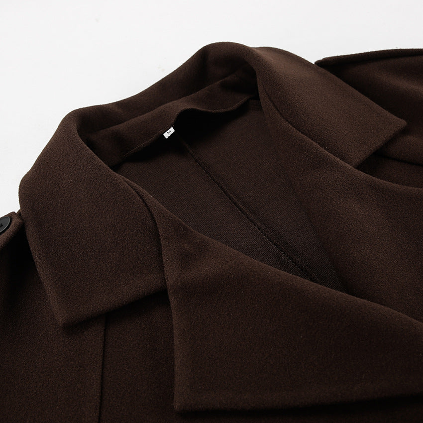 TGC “Mocha Reverie” Woolen Coat | Elegant Double-Breasted Office Chic Coat