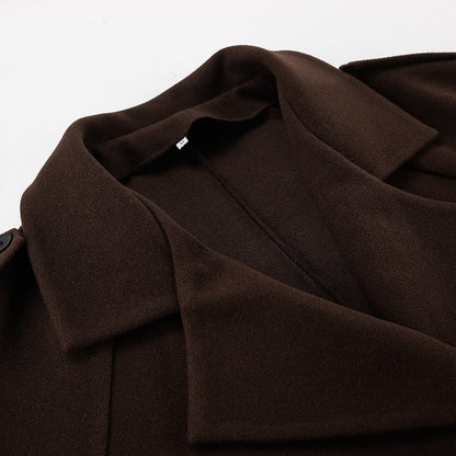 TGC “Mocha Reverie” Woolen Coat | Elegant Double-Breasted Office Chic Coat