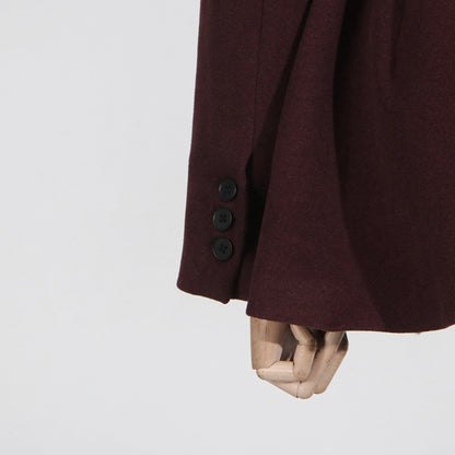 Winter Outfits | Capsule Wardrobe Elegant Burgundy Waist-Tight Top & Loose Wide-Leg Pants Two-Piece Set