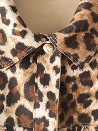 TGC Fashion Fall Outfits 2024, Brown Blazer Leopard Print Suede Jacket