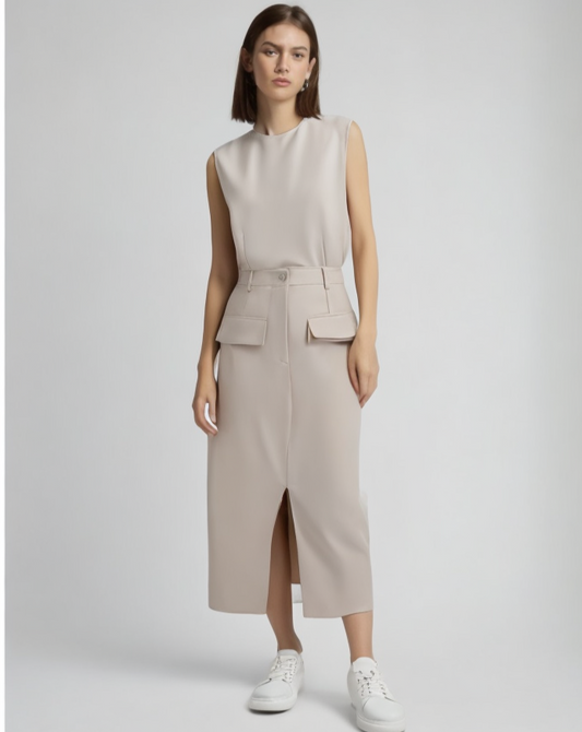 2024 Capsule Wardrobe | Winter Vest Skirt Outfit 2-piece Set