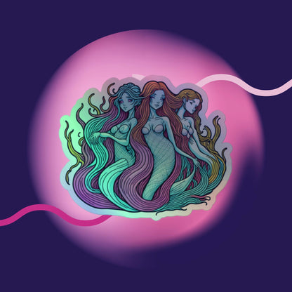 3 Gorgeous Mermaids Holographic stickers