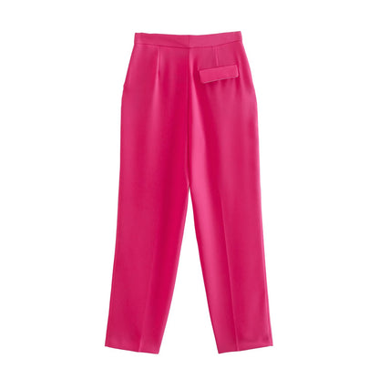 Fashion Outfits | Hot Pink Aesthetic Blazer Trousers Outfits 2-piece Set