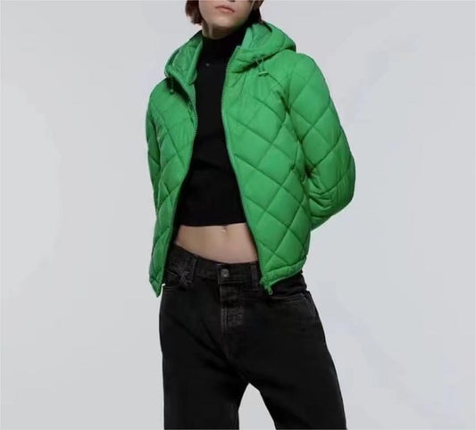 2022 Fashion Trends | Winter Outfits Green Aesthetic Quilted Cotton Coat