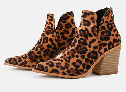 Western Aesthetic | Snake & Leopard Print Pointed Ankle Bootie