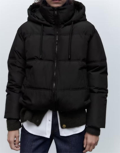 Winter Outfits | Black Aesthetic Hooded Puffer Jacket