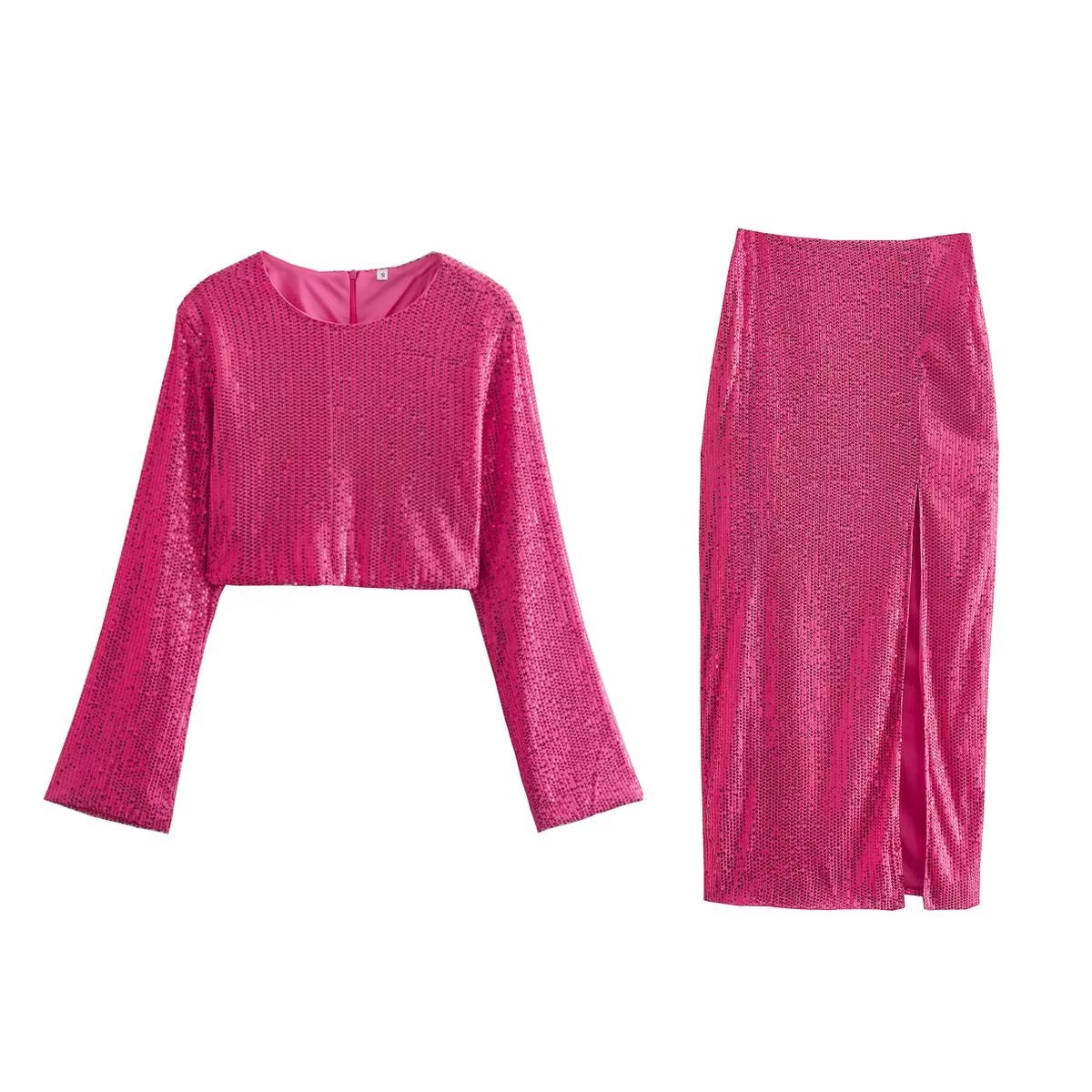 Midnight Aesthetics | Hot Pink Euphoria Sequin Skirt Outfit