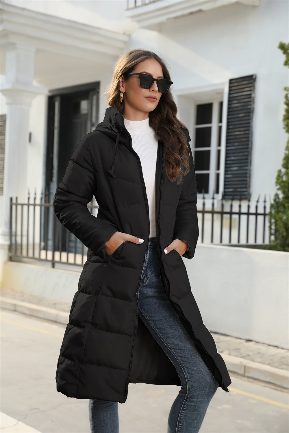 Black maxi hot sale padded coat