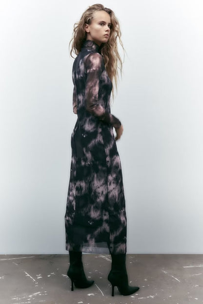 Elegant Dresses | Turtleneck Dark Chic Dress