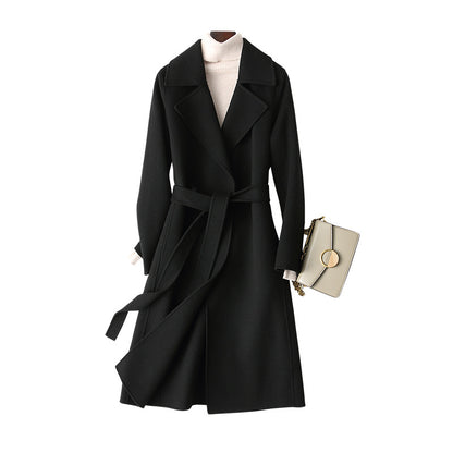 black elegant cashmere long coat 