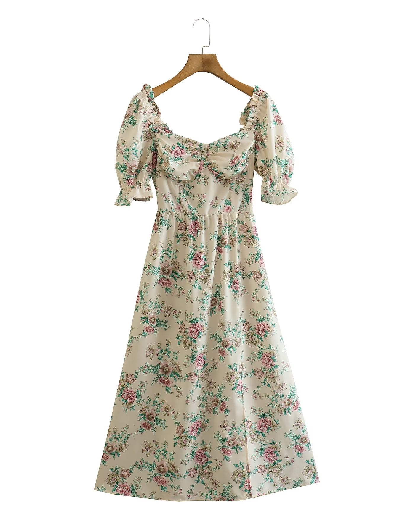 Spring Outfits 2023 | Puff Sleeve Floral Spring Sun Dress