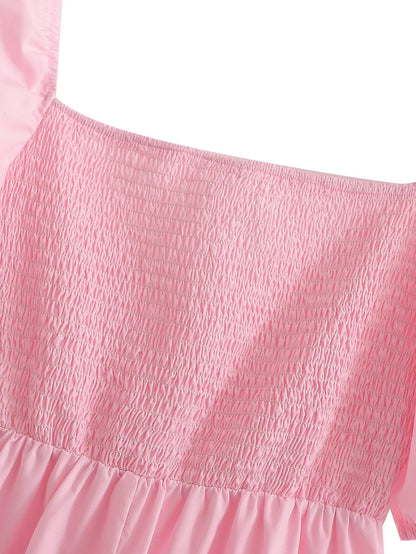 Spring Outfits 2024 | Millennial Pink Cotton Cut Out Short Dress
