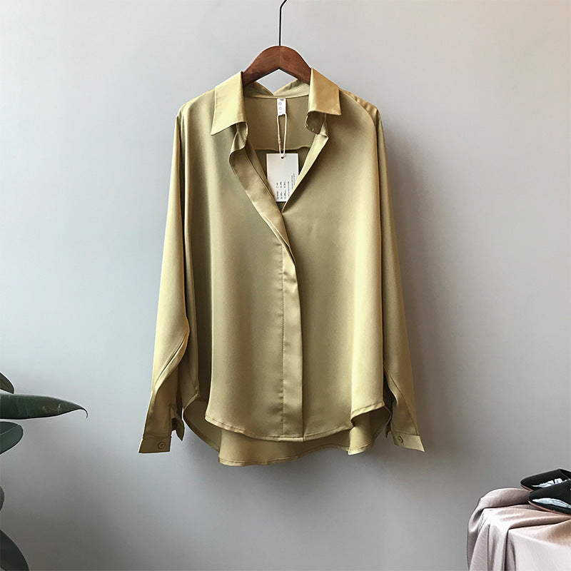 Winter Outfits | Satin Long Sleeve Shirt