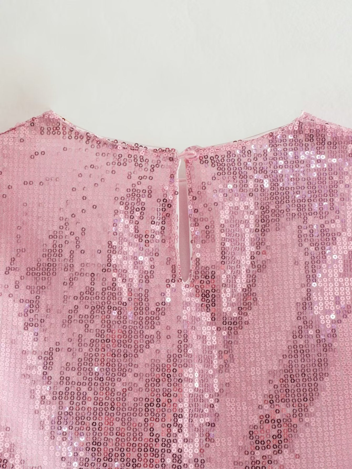 Blush pink sequin sales top