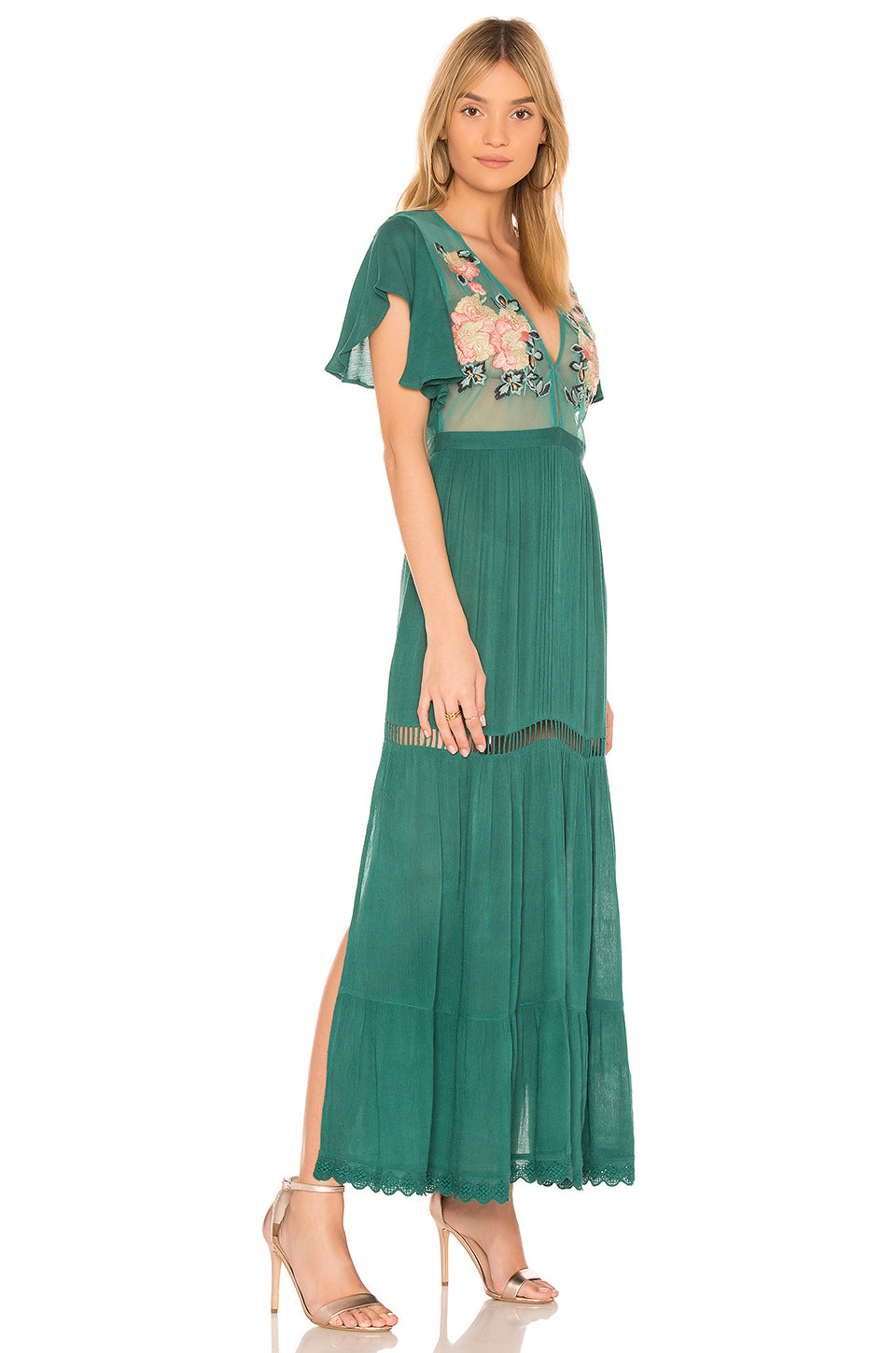 Vacation Outfits | Divine See Through Flower Embroidery Maxi Dress