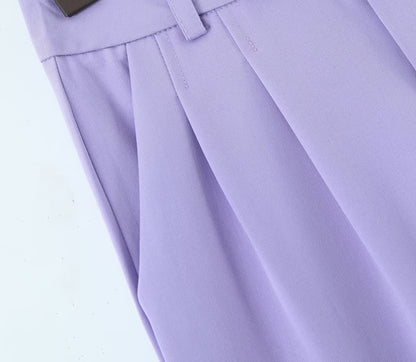 Fashion Trends 2023 | Lilac Lavender Wide Leg Pants Crop Top Outfit 2-piece Set
