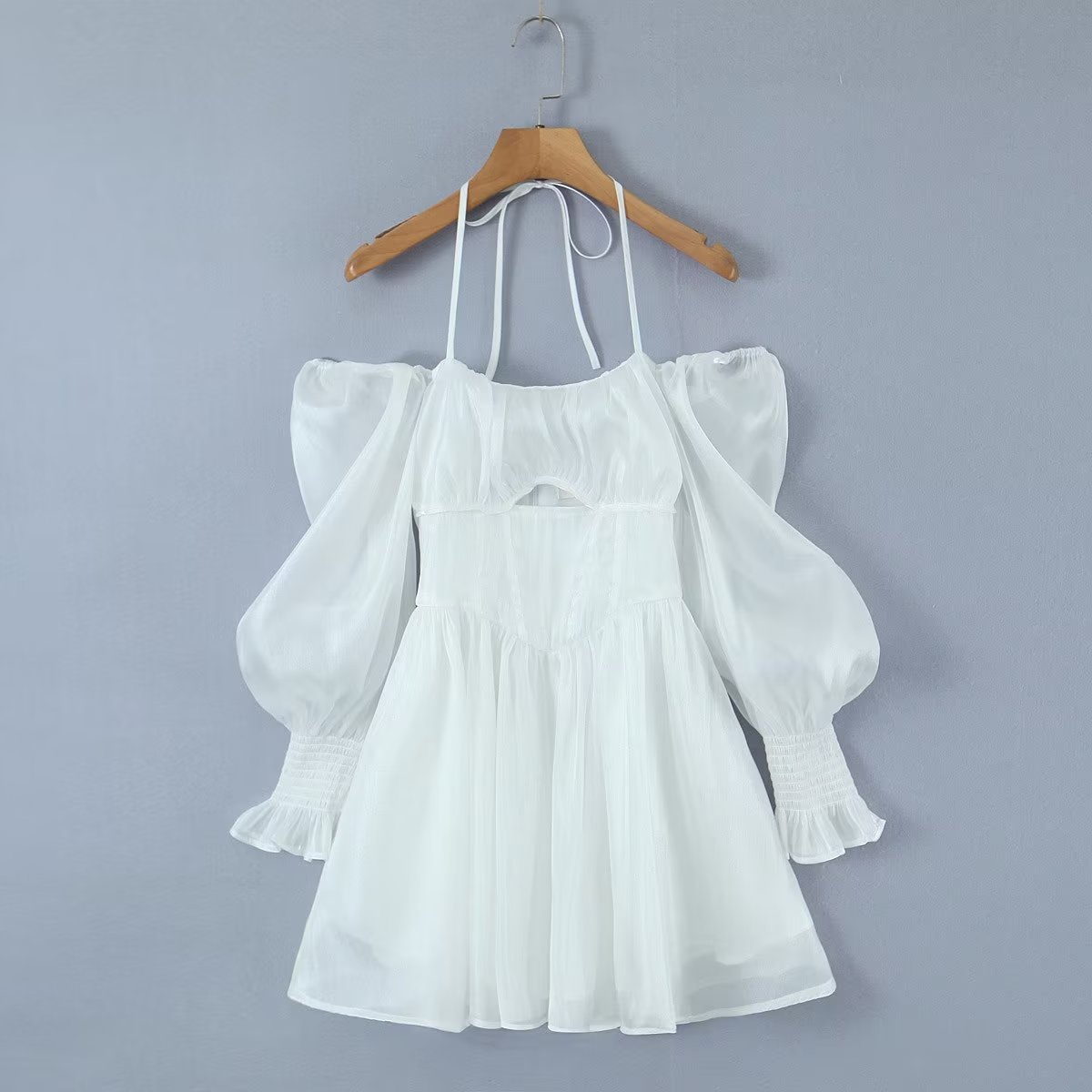 Spring Outfits | Romantic Pleated Tulle Tube Top White Mini Dress