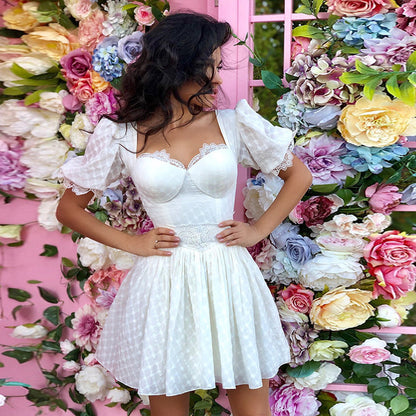 Summer Outfits 2023 | White Bride Effect Slim Princess Mini Dress