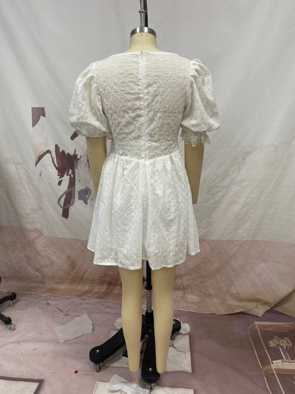 Summer Outfits 2023 | White Bride Effect Slim Princess Mini Dress