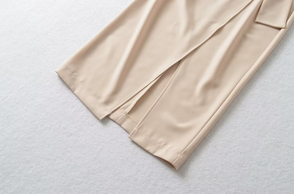 2024 Capsule Wardrobe | Beige Bow High Waist Skirt