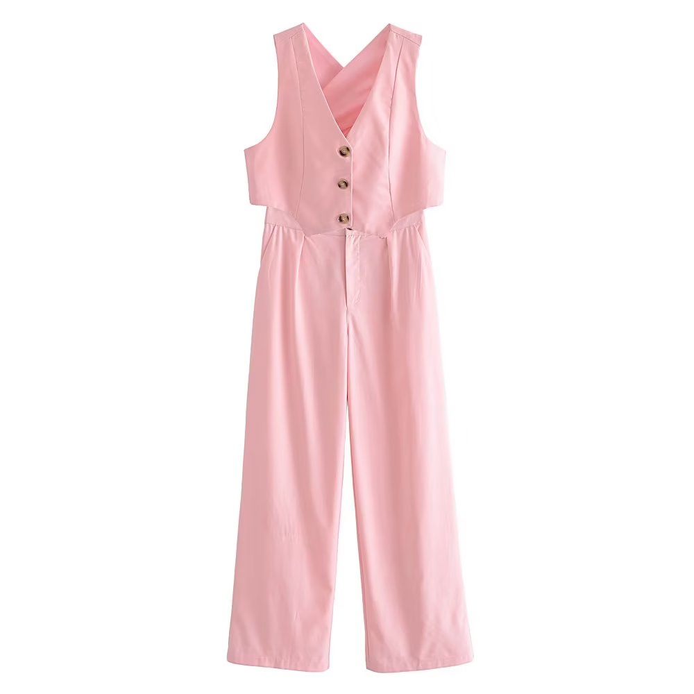 Summer Outfits | Light Pink Vest Wide Leg Pants Outfit 2-piece Set M / Set Summer Outfits | Light Pink Vest Wide Leg Pants Outfit 2-piece Set M / Set