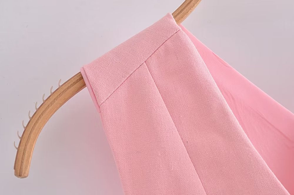 Summer Outfits | Light Pink Vest Wide Leg Pants Outfit 2-piece Set