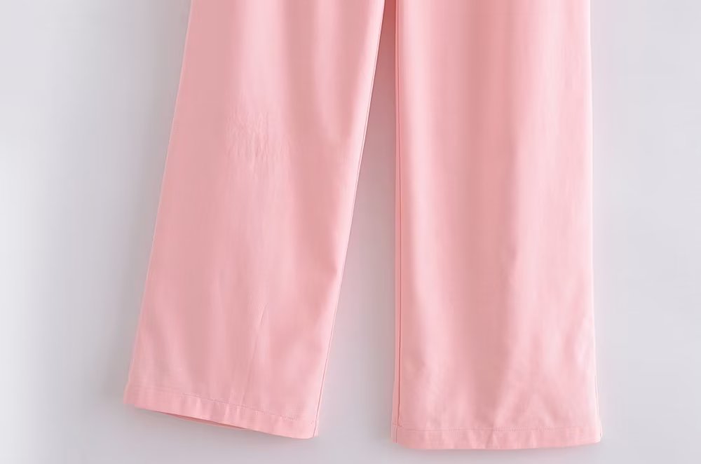 Summer Outfits  Light Pink Vest Wide Leg Pants Outfit 2-piece Set