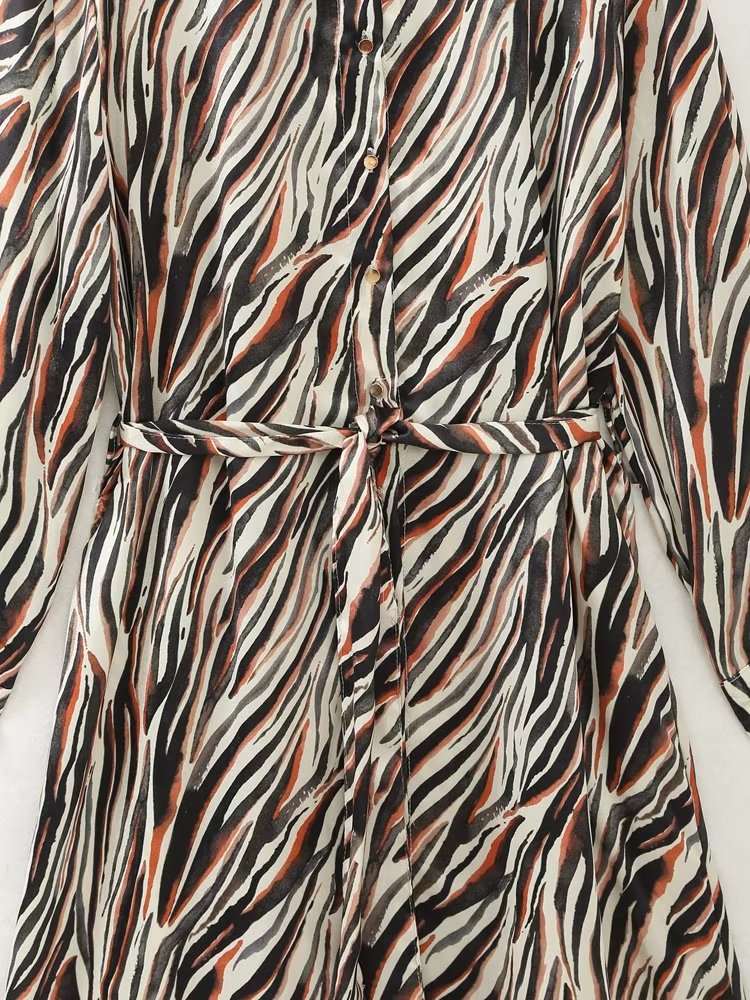 Summer Outfits | Brown Aesthetic Zebra Shirt Dress