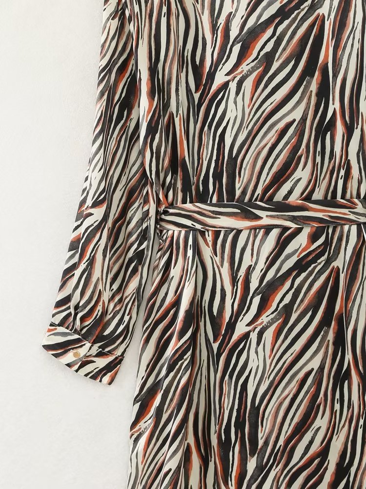 Summer Outfits | Brown Aesthetic Zebra Shirt Dress