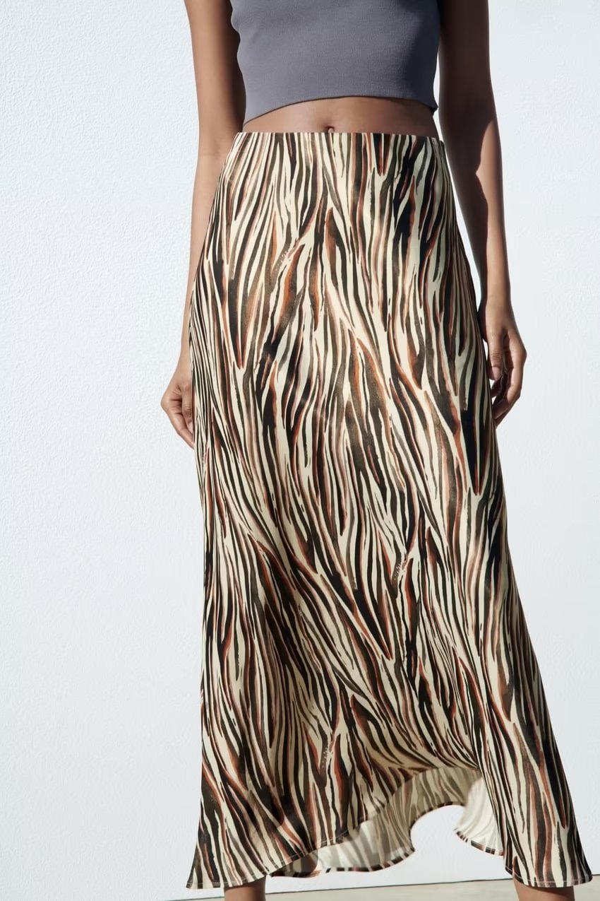 Summer Outfits | Brown Aesthetic Zebra High Waist Skirt