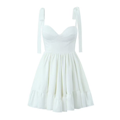 Summer Outfits | Bride Effect Ruffles White Mini Dress