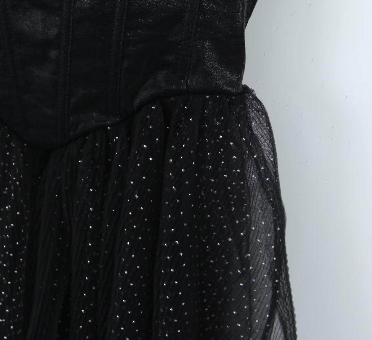 Short Prom Dresses | Corset Black Glitter Mini Prom Dress