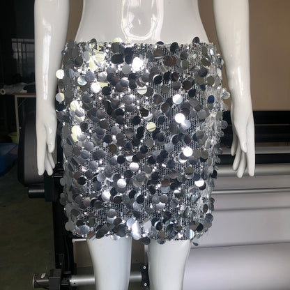 Euphoria Outfits | Handmade Euphoria Multi Layer Silver Sequined Mini Skirt