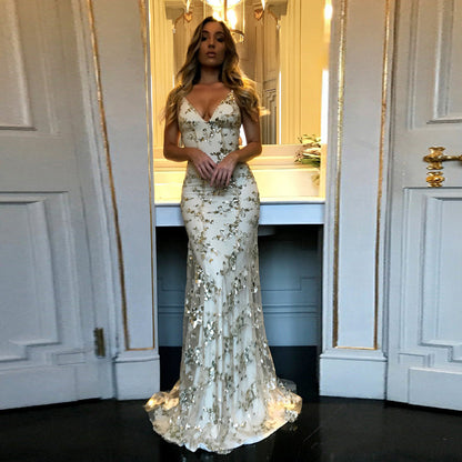 Elegant Dresses | Glitter Aesthetic Sequined Trailing Backless Evening Dress