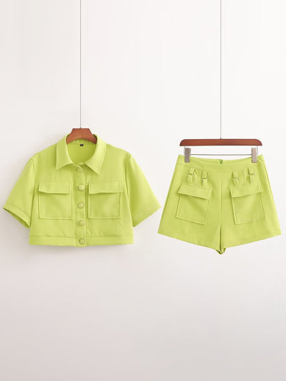 Summer Shorts 2023 | Neon Yellow Shorts Outfit 2-piece Set