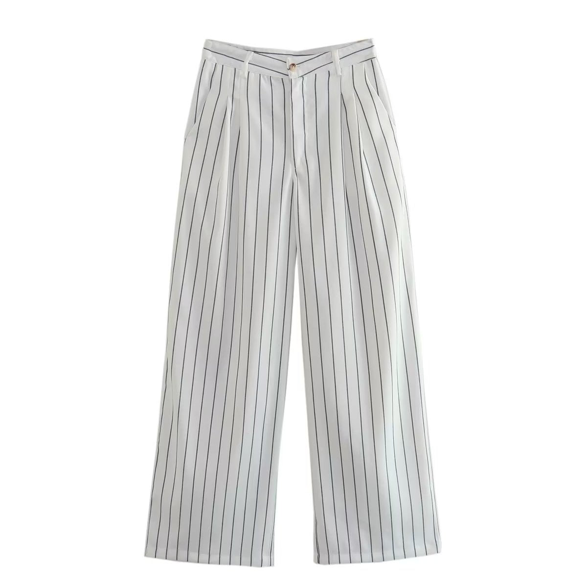 Capsule Wardrobe 2023 | Striped White Blazer Wide Leg Pants Outfit